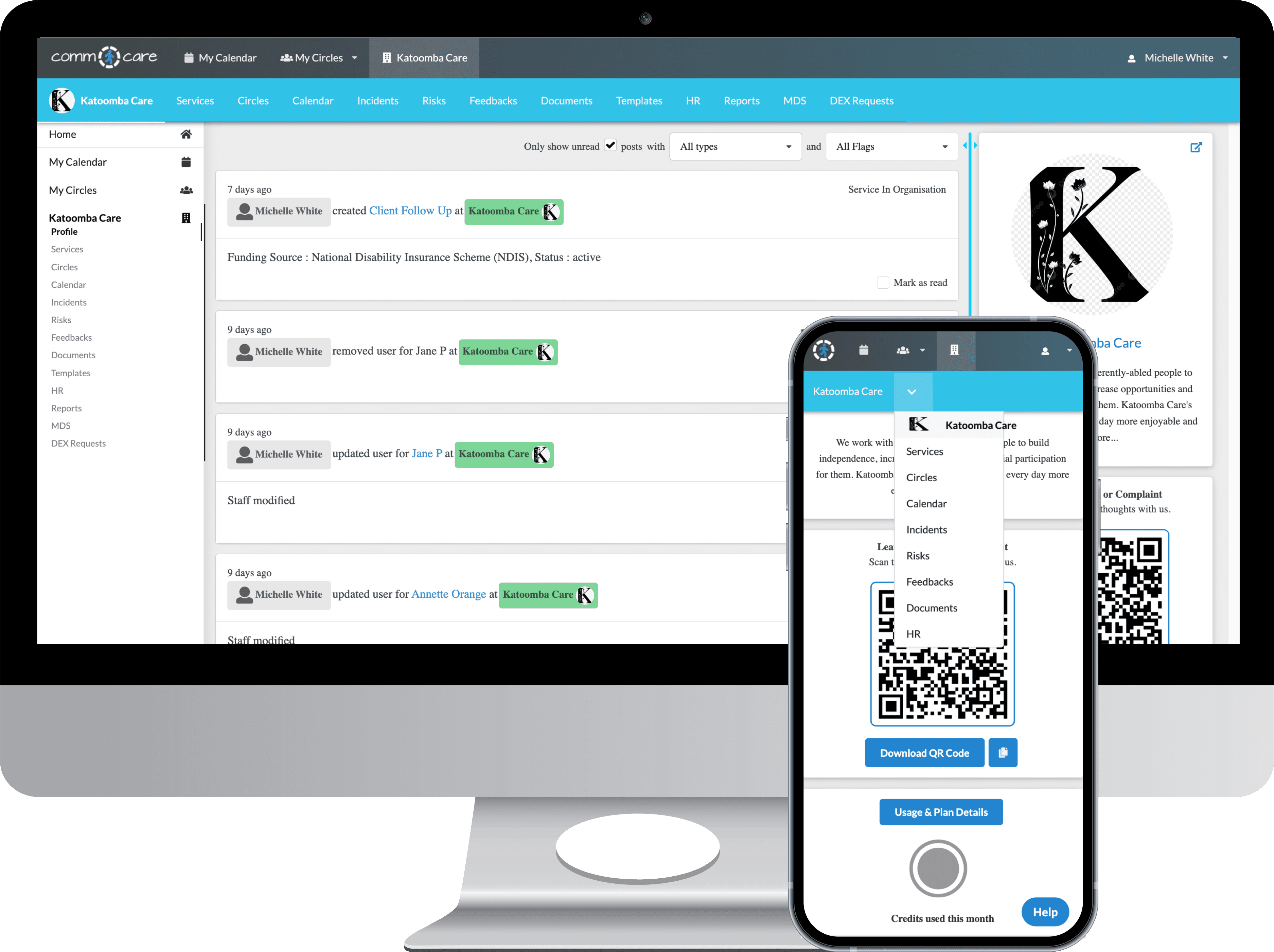 Comm.care platform screenshot