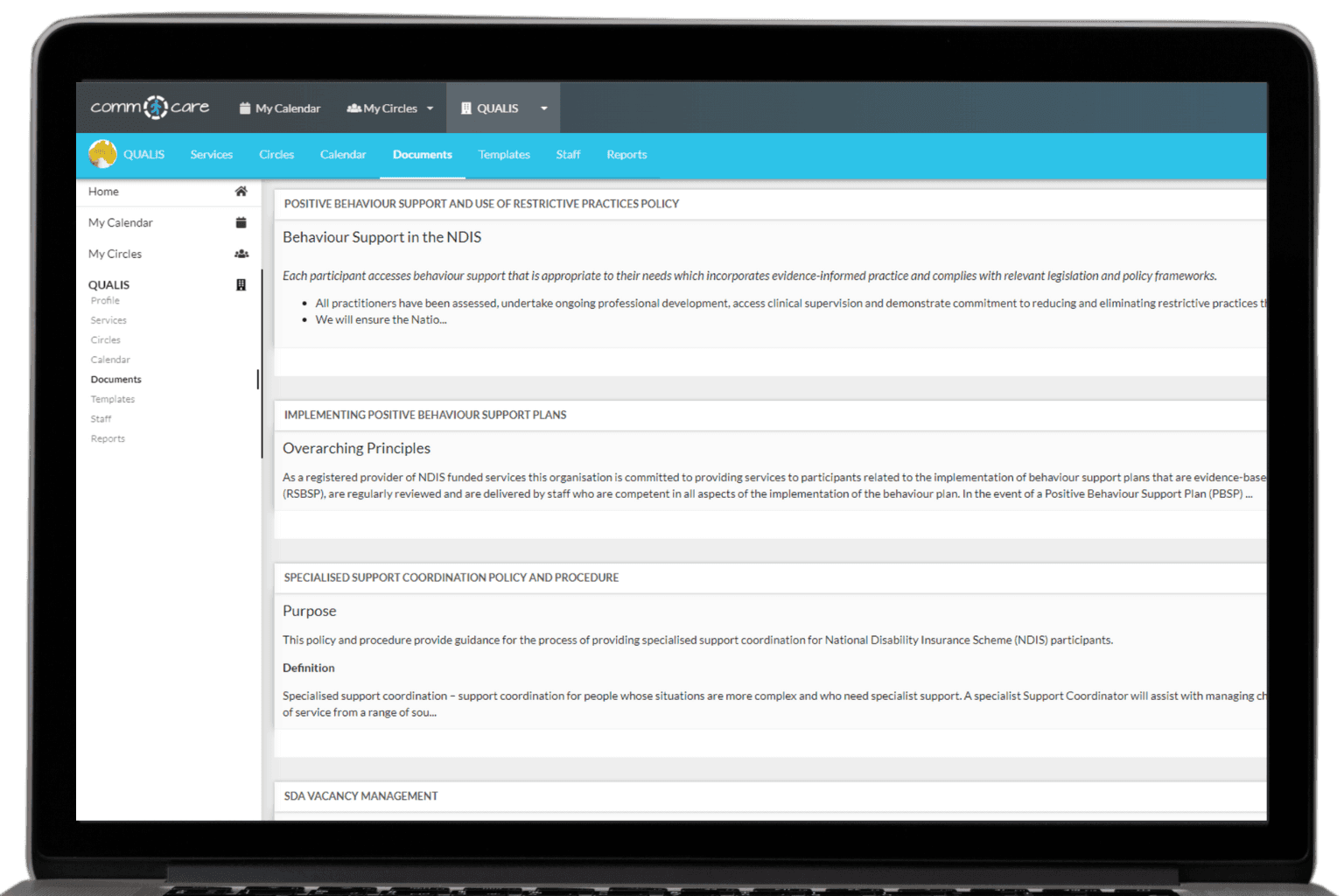 Policies and procedures managed in Pnyx NDIS software